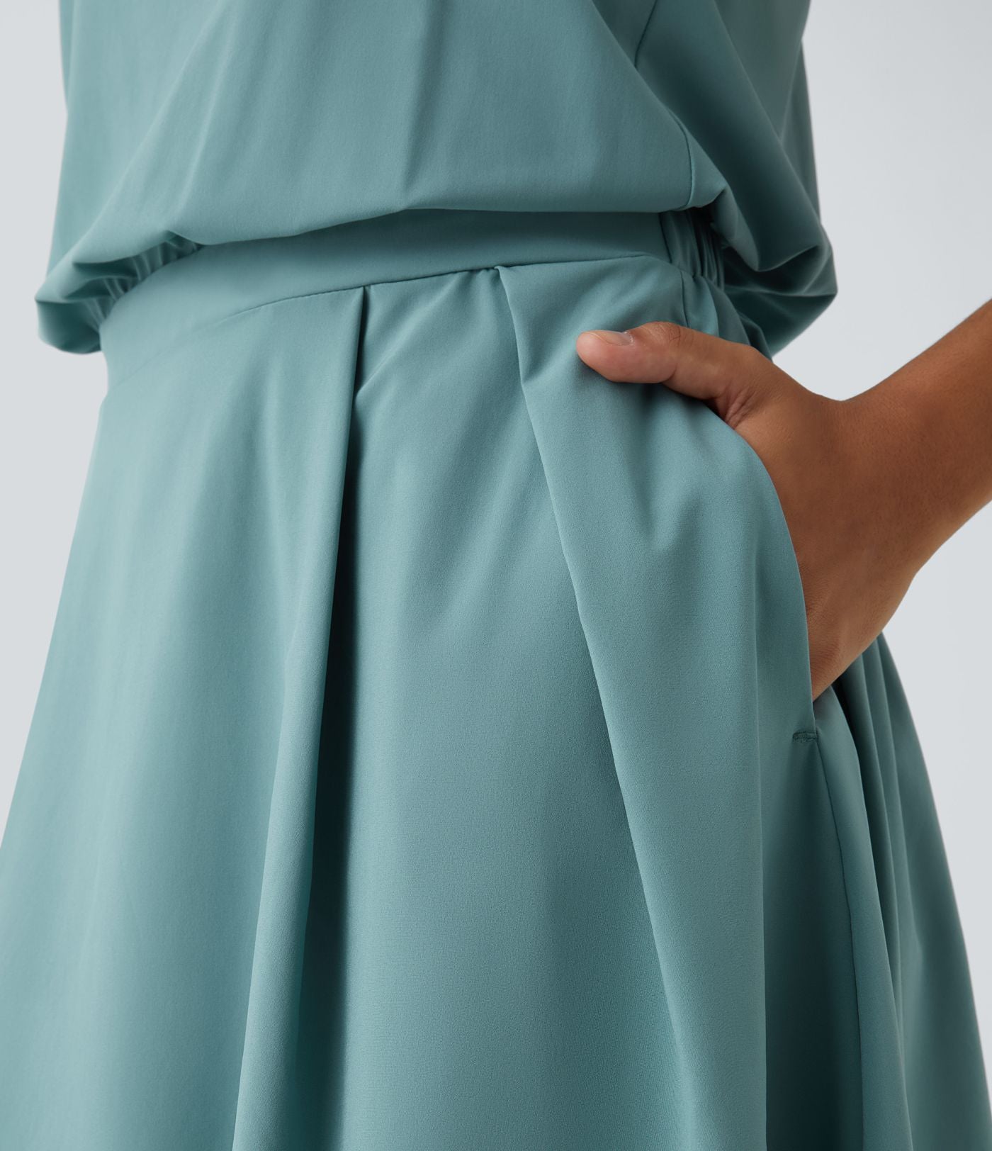 Breezeful™ Robe Casual Plissée à Bretelles Réglables Mini Dos Nu Découpée Poche Latérale Séchage Rapide