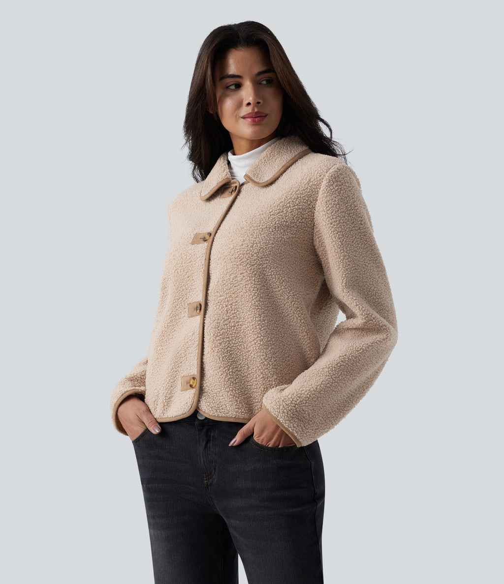 Veste casual sherpa col manches longues avec poches