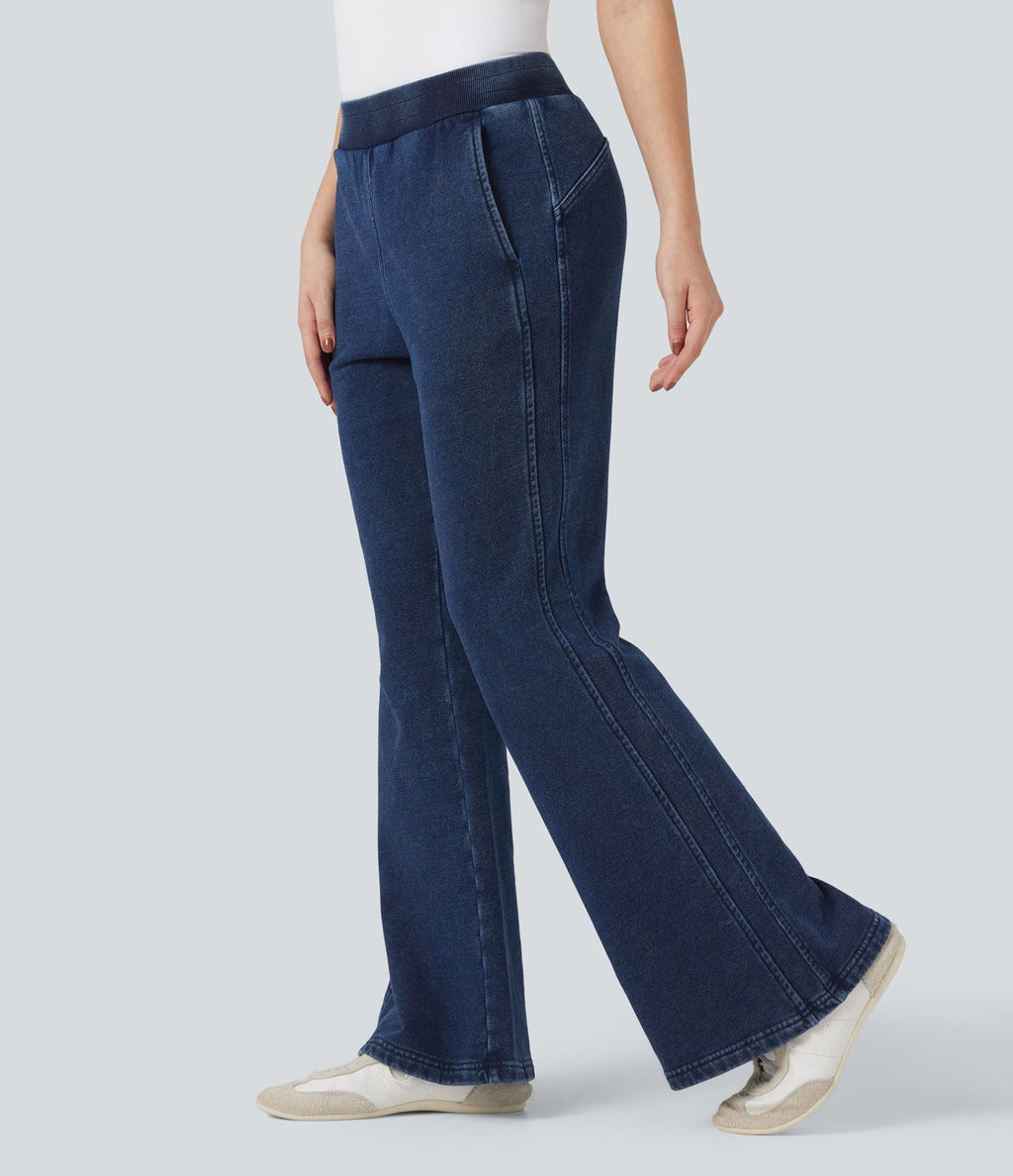 Jean évasé jogging molleton français Halara Flex™ taille mi-haute avec poches