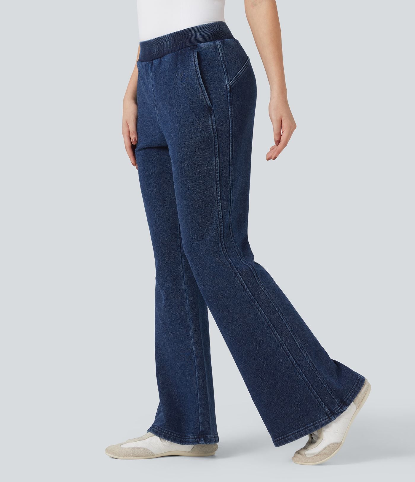 Jean évasé jogging molleton français Halara Flex™ taille mi-haute avec poches