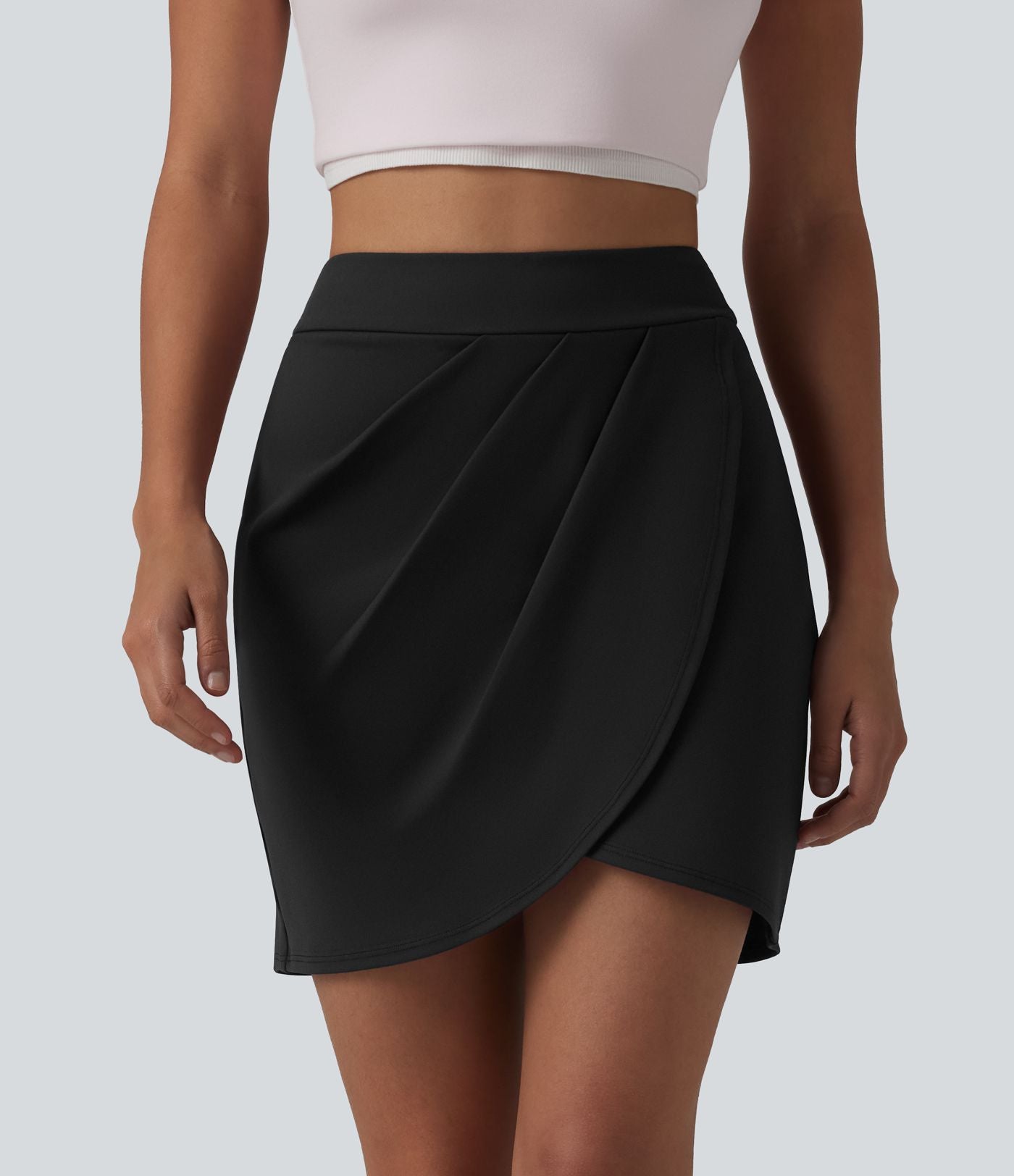 DayStretch Jupe mini casual 2-en-1 bodycon plissée croisée taille haute