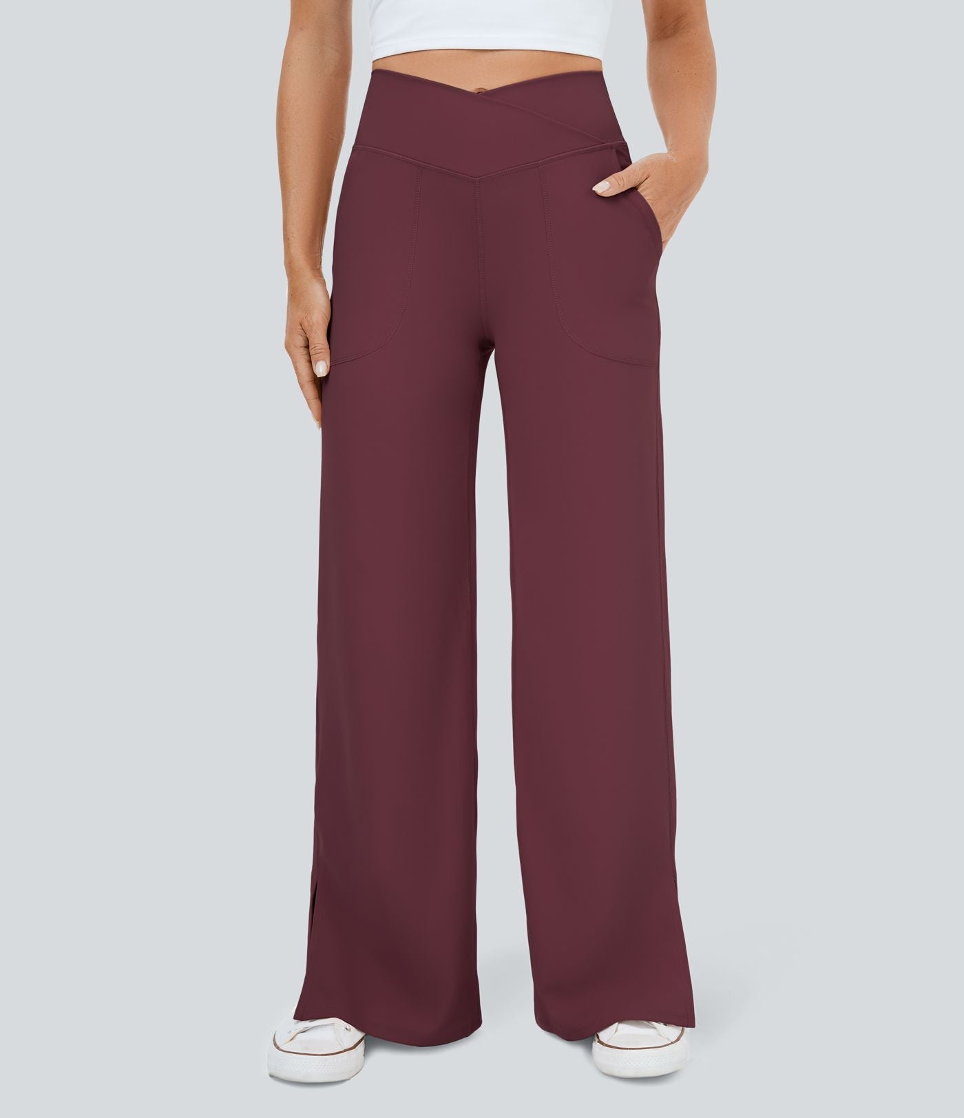 Pantalon yoga large croisé avec ourlet et poches DayStretch - Smile