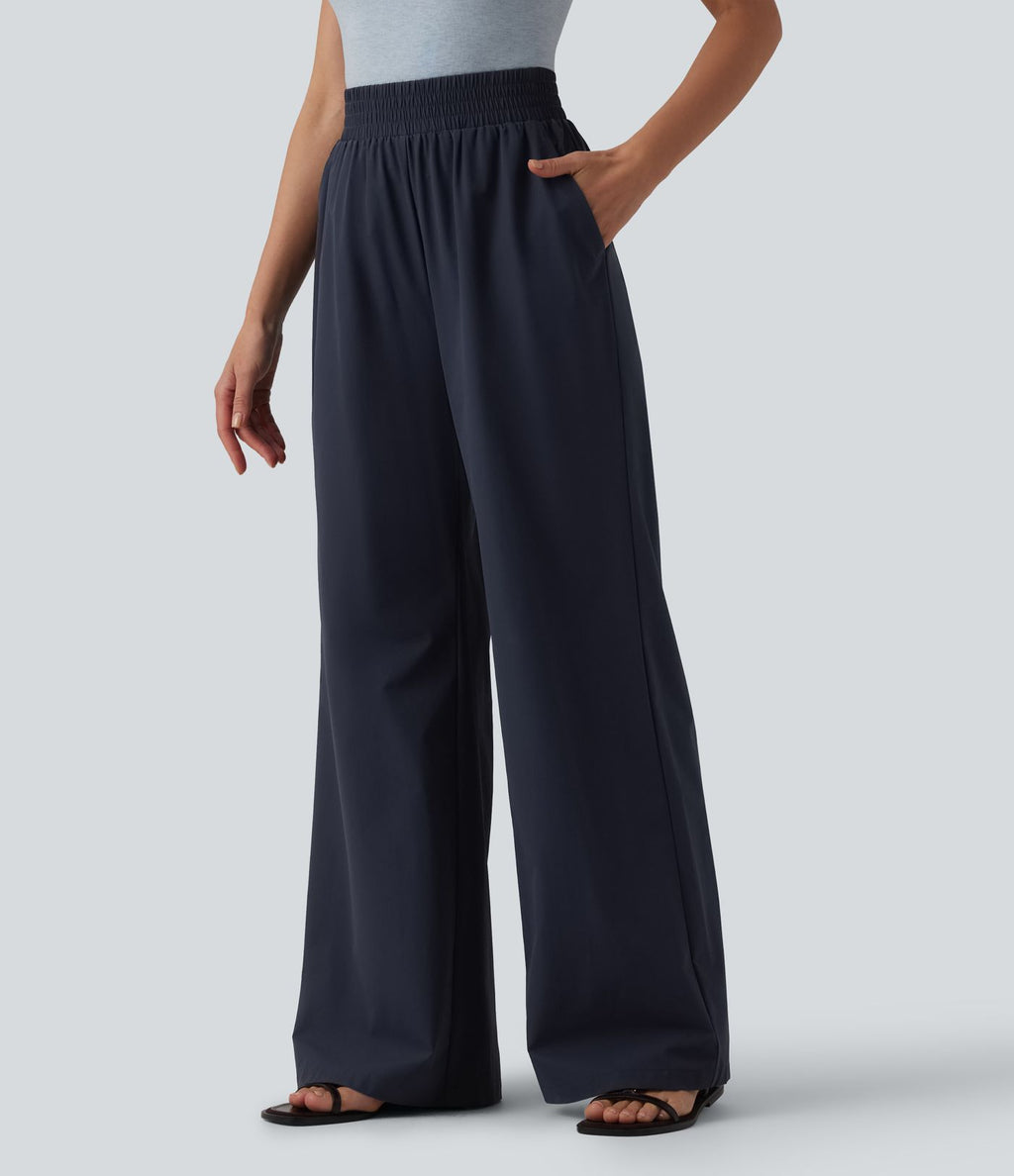Pantalon casual large ample taille haute avec poches