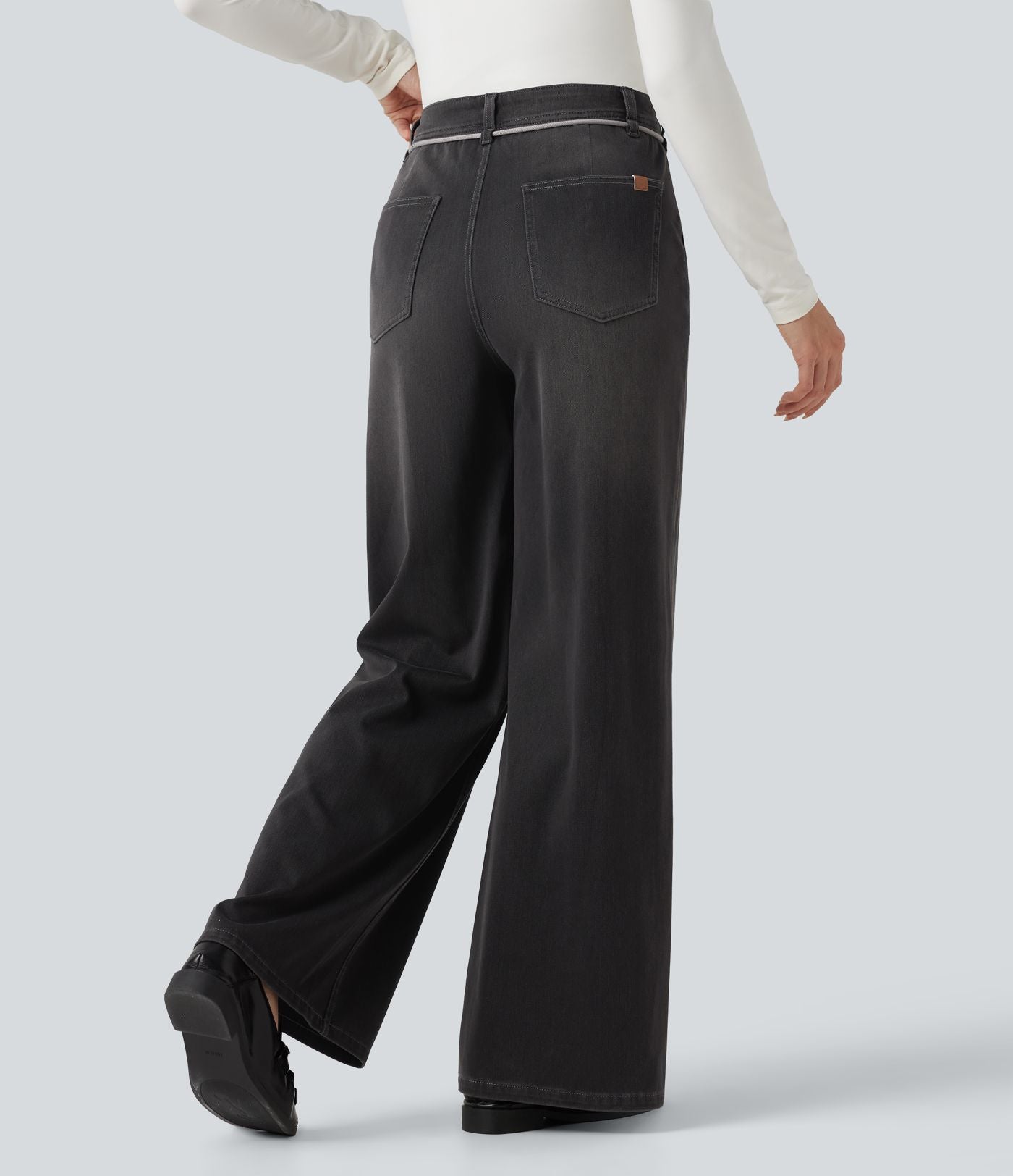 Jean droit baggy Halara Flex™ taille mi-haute avec cordon ajustable et poches