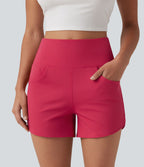 Short décontracté SoftlyZero™ Airy taille haute coupe ajustée à ourlet arrondi, avec poches, 10 cm
