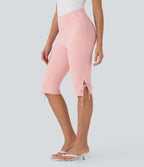 Pantalon corsaire décontracté taille moyenne à laçage avec poches arrière