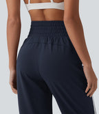 Jogging casual capri à rayures taille haute avec cordon de serrage et poches
