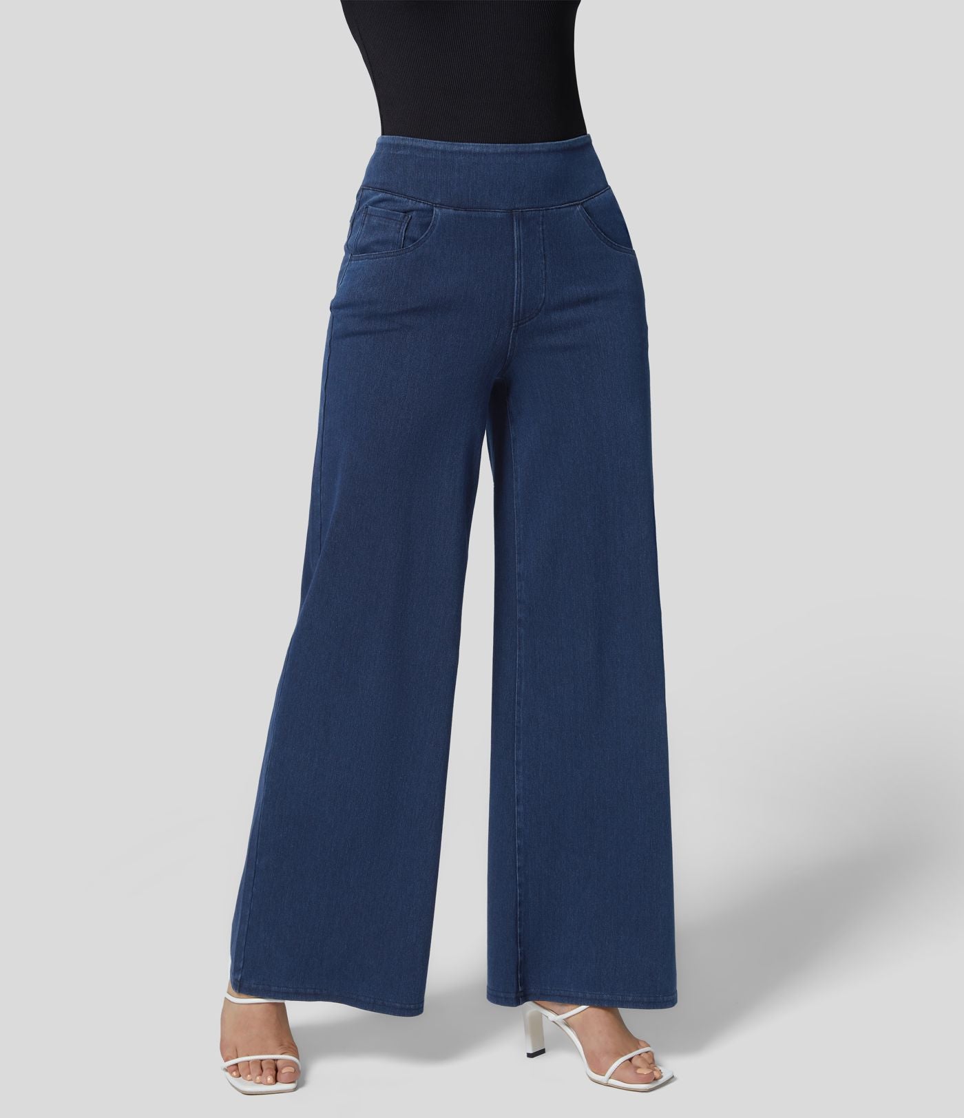 Halara Flex™ Jean Large Travail à Taille Haute Poches Multiples et Tricot Extensible
