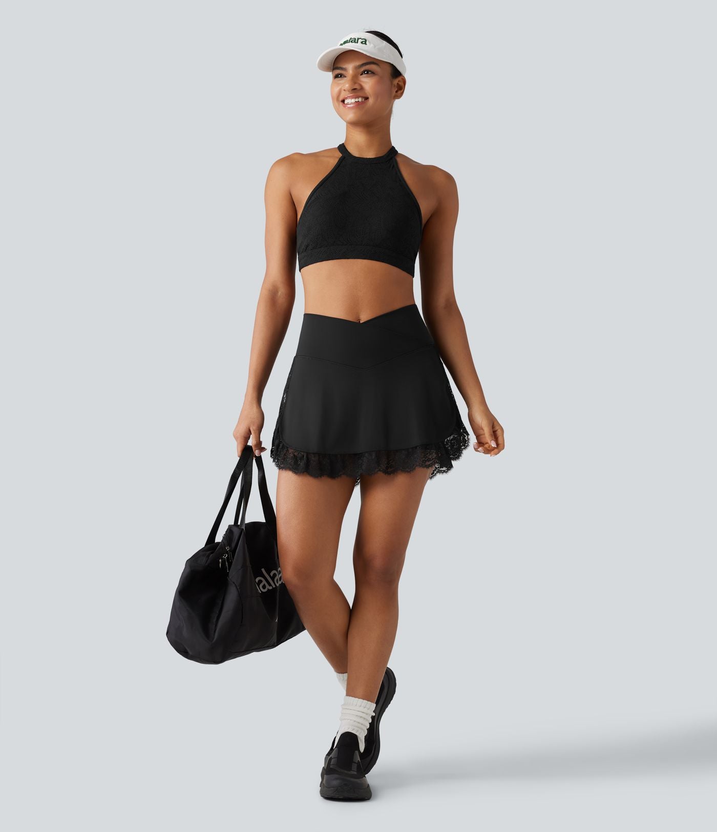 Jupe de golf mini 2-en-1 SoftlyZero™ Airy taille haute croisée à effet frais InstantCool avec ourlet en dentelle et poches, protection solaire UPF50+