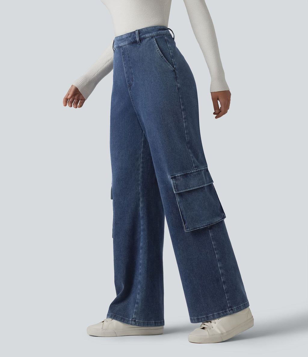 Jean bootcut cargo décontracté Halara Flex™ taille haute avec poches
