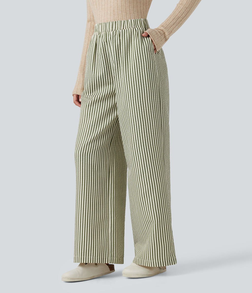 Pantalon d'intérieur ample taille haute à rayures avec poches