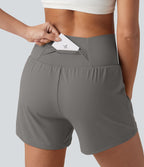 Short de yoga SoftlyZero™ Airy croisé taille haute 2-en-1 effet frais InstantCool 12,5 cm avec poches