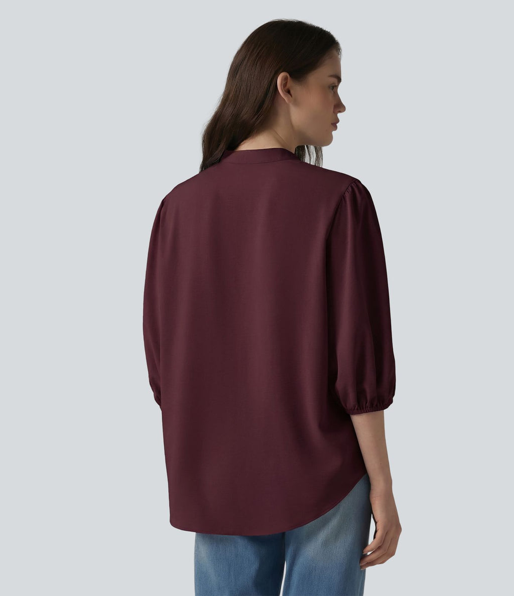 Chemise décontractée manches 3/4 bouffantes