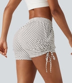 Short à pois 8 cm taille mi-haute avec bas froncé, laçage et poches