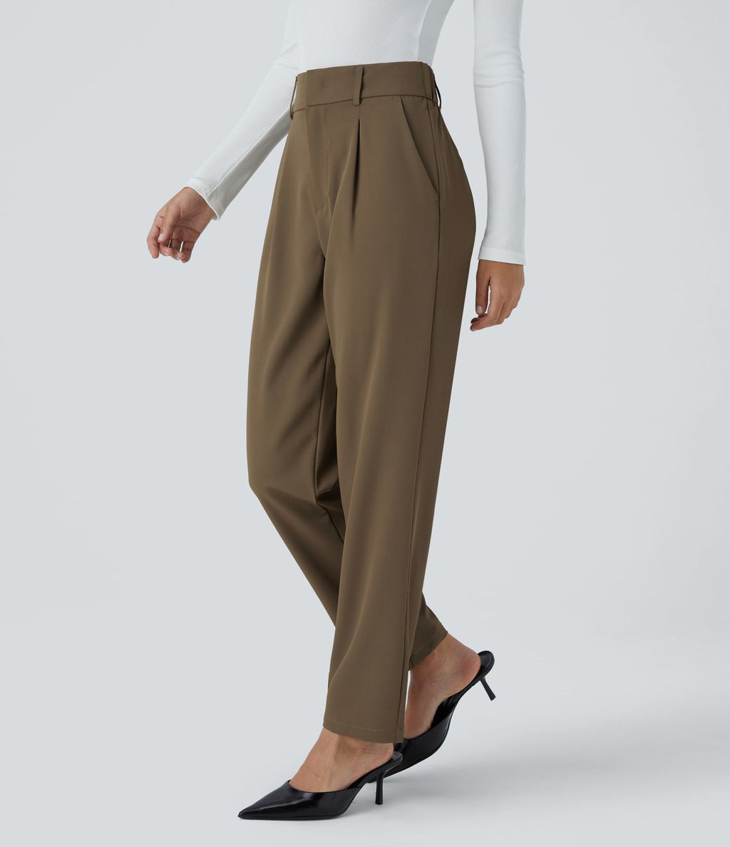 Pantalon tailleur Halara Flex™ fuselé uni, taille haute, avec poches