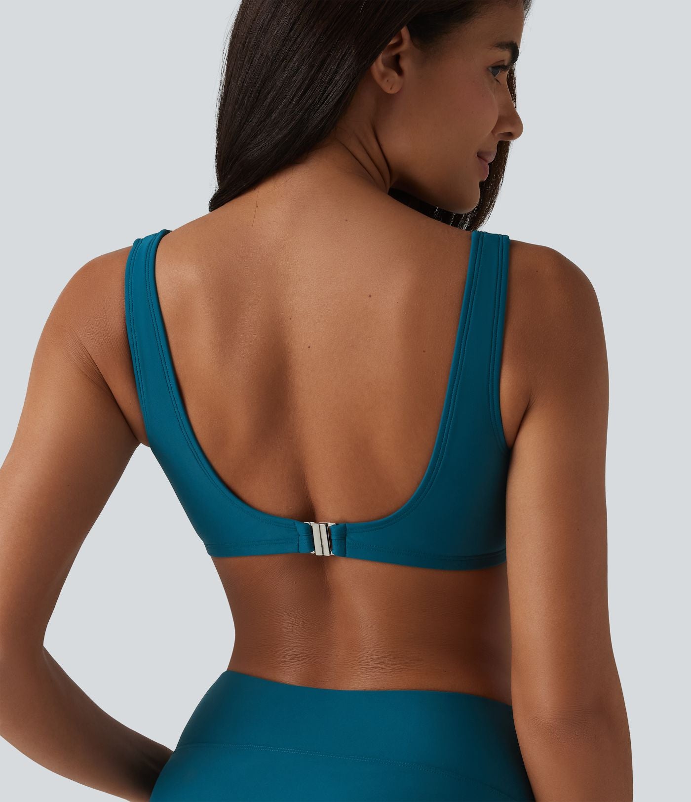 Haut de bikini brillant à col en V, bonnets E-G