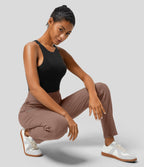 Pantalon ajusté taille haute zippé avec poches