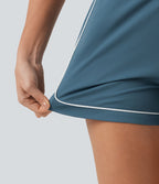 Short de yoga ample taille haute colorblock à bande latérale 7,5 cm avec poches