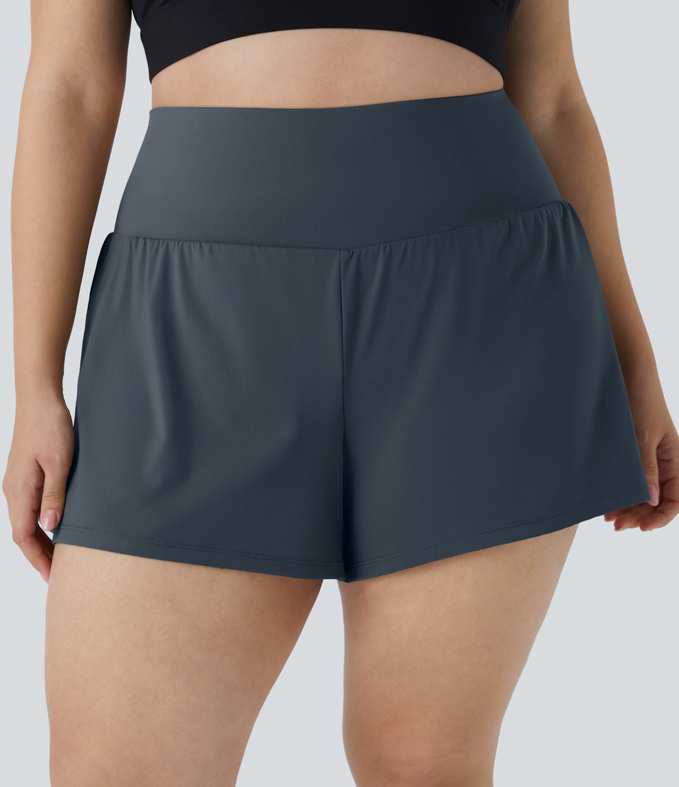 Short 8,8cm Sport Grande Taille 2 en 1 avec Poches Arrière et Poches Latérales Cachées
