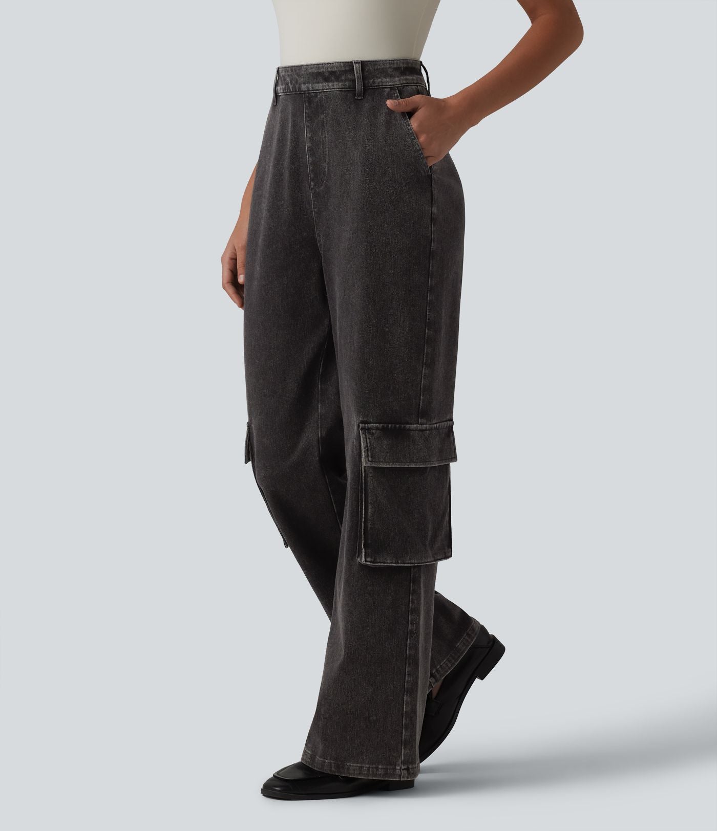 Jean bootcut cargo décontracté Halara Flex™ taille haute avec poches