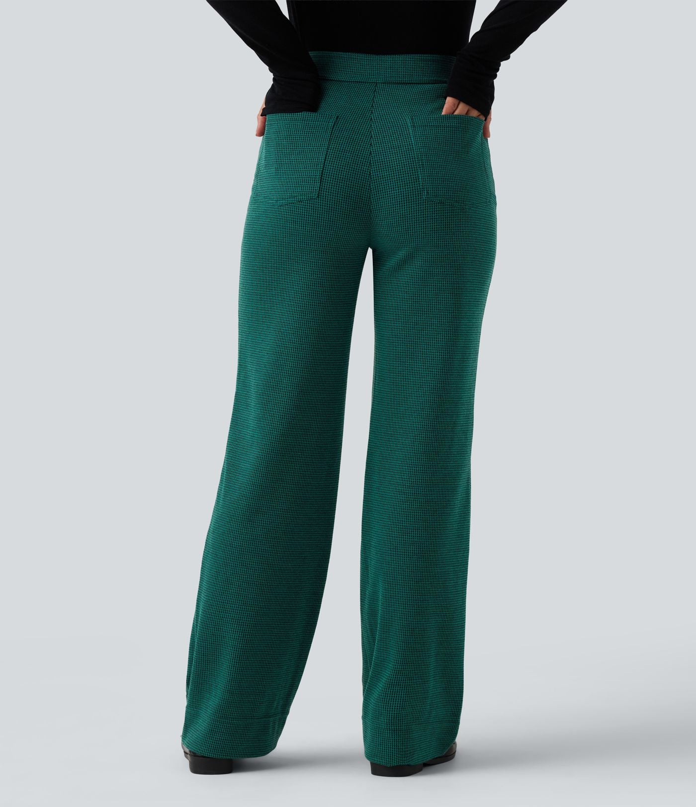 Halara Flex™ Pantalon tailleur pied-de-poule coupe droite taille haute avec poches