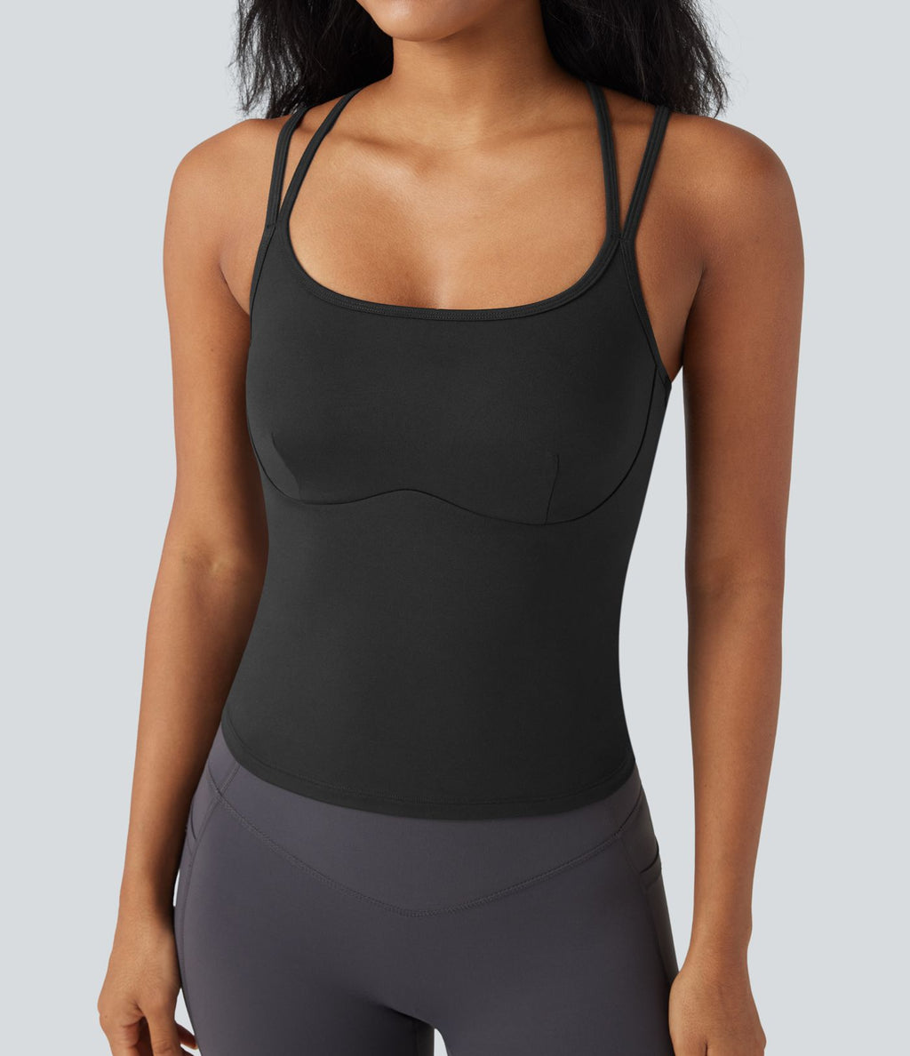 Débardeur yoga SoftlyZero™ Plush double bretelles dos croisé longueur étendue