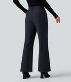 Pantalon tailleur évasé taille haute avec poches