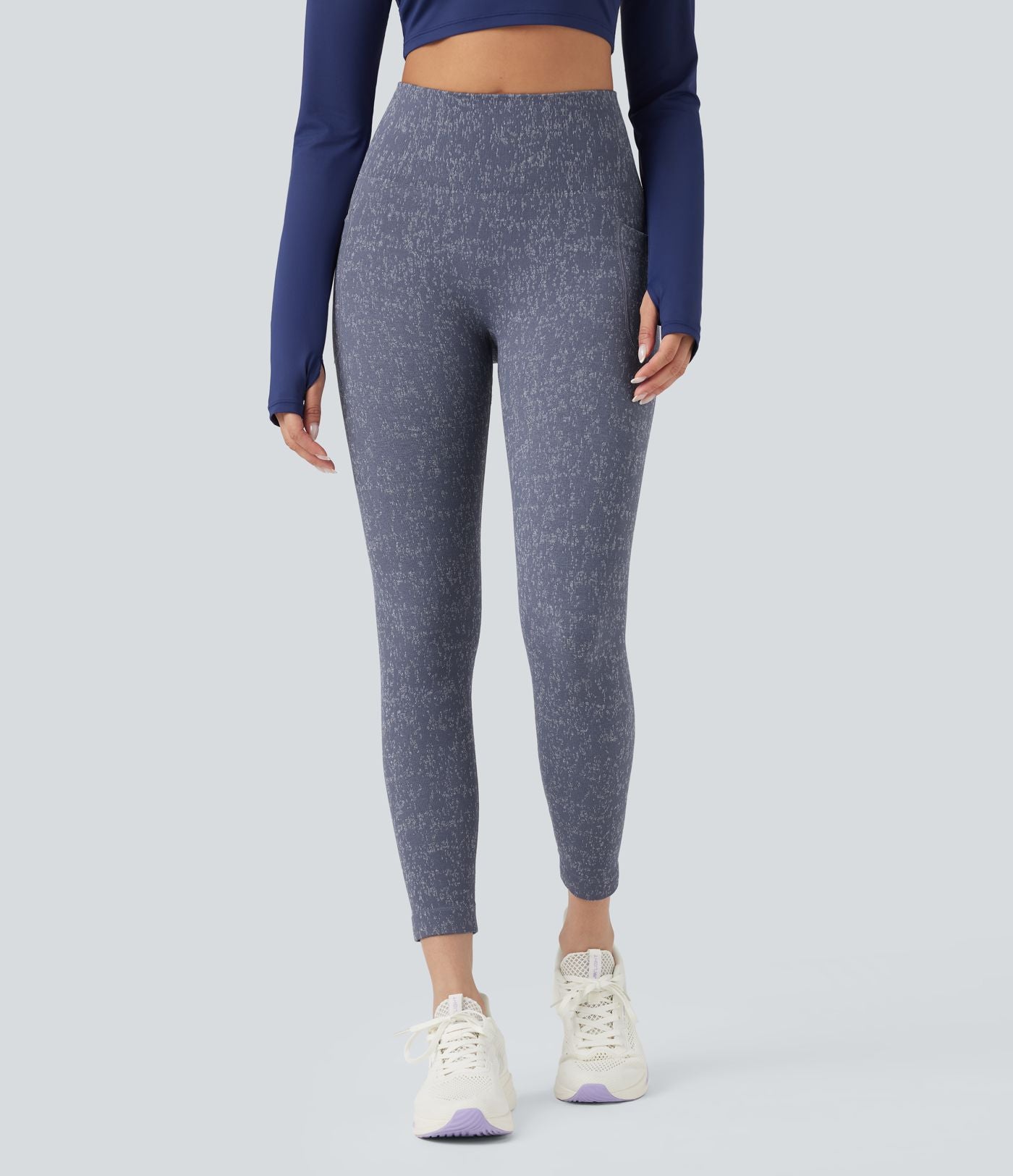 Legging yoga 7/8 taille haute moucheté sans couture OneForm Seamless Flow avec poches