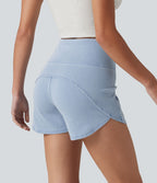 Halara Flex™ Short casual en jean skinny gainant taille haute à ourlet arrondi avec poches