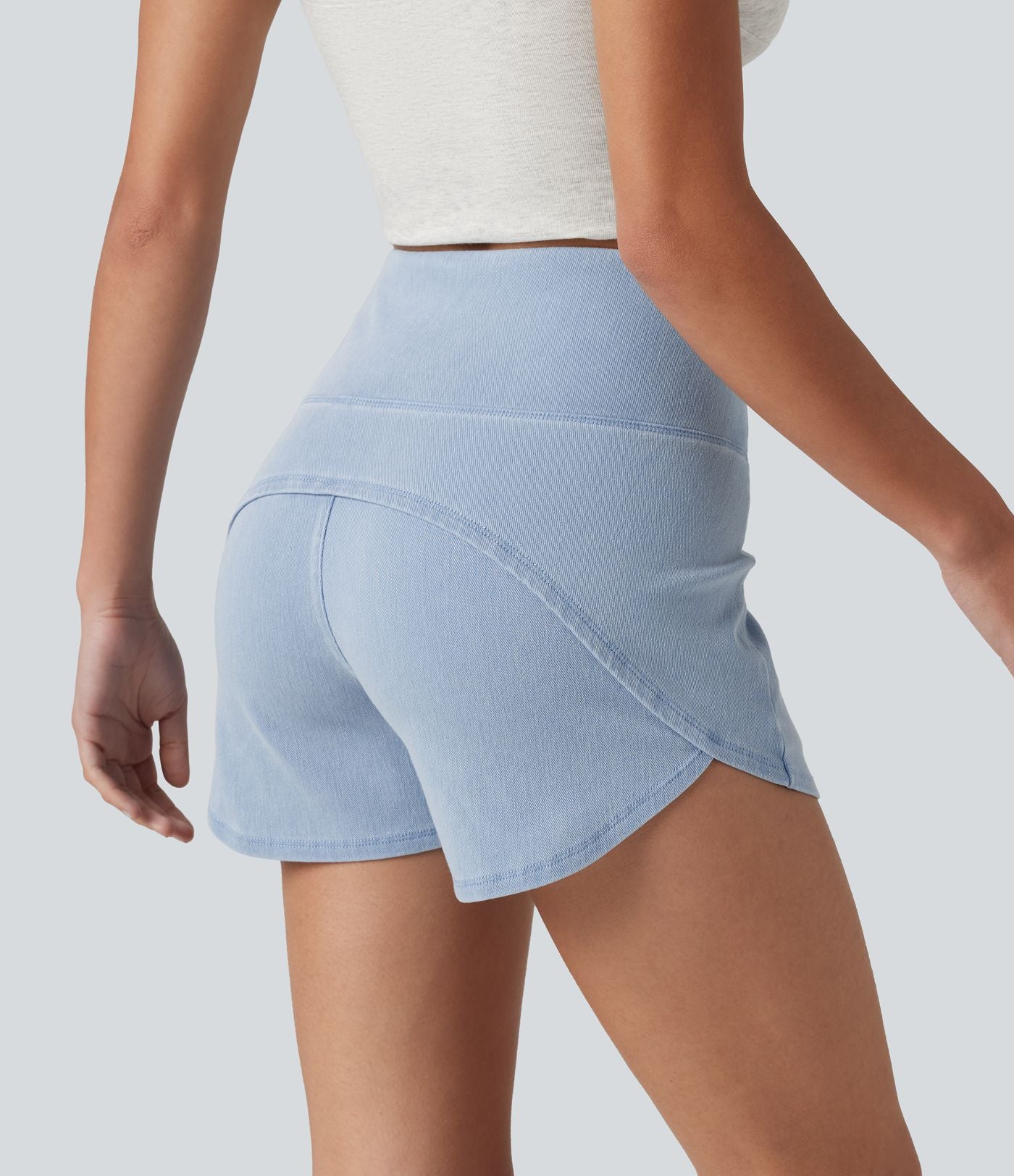 Halara Flex™ Short casual en jean skinny gainant taille haute à ourlet arrondi avec poches