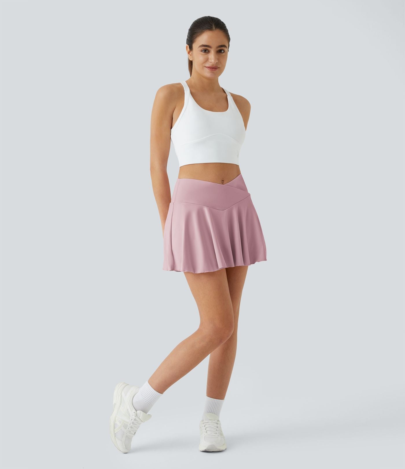 Jupe de tennis SoftlyZero™ Airy taille haute confortable 2-en-1 poches latérales croisées évasée effet frais