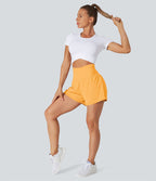 Short 7,5cm Yoga 2 en 1 Super Taille Haute Poches Arrière Poches Cachées Latérales