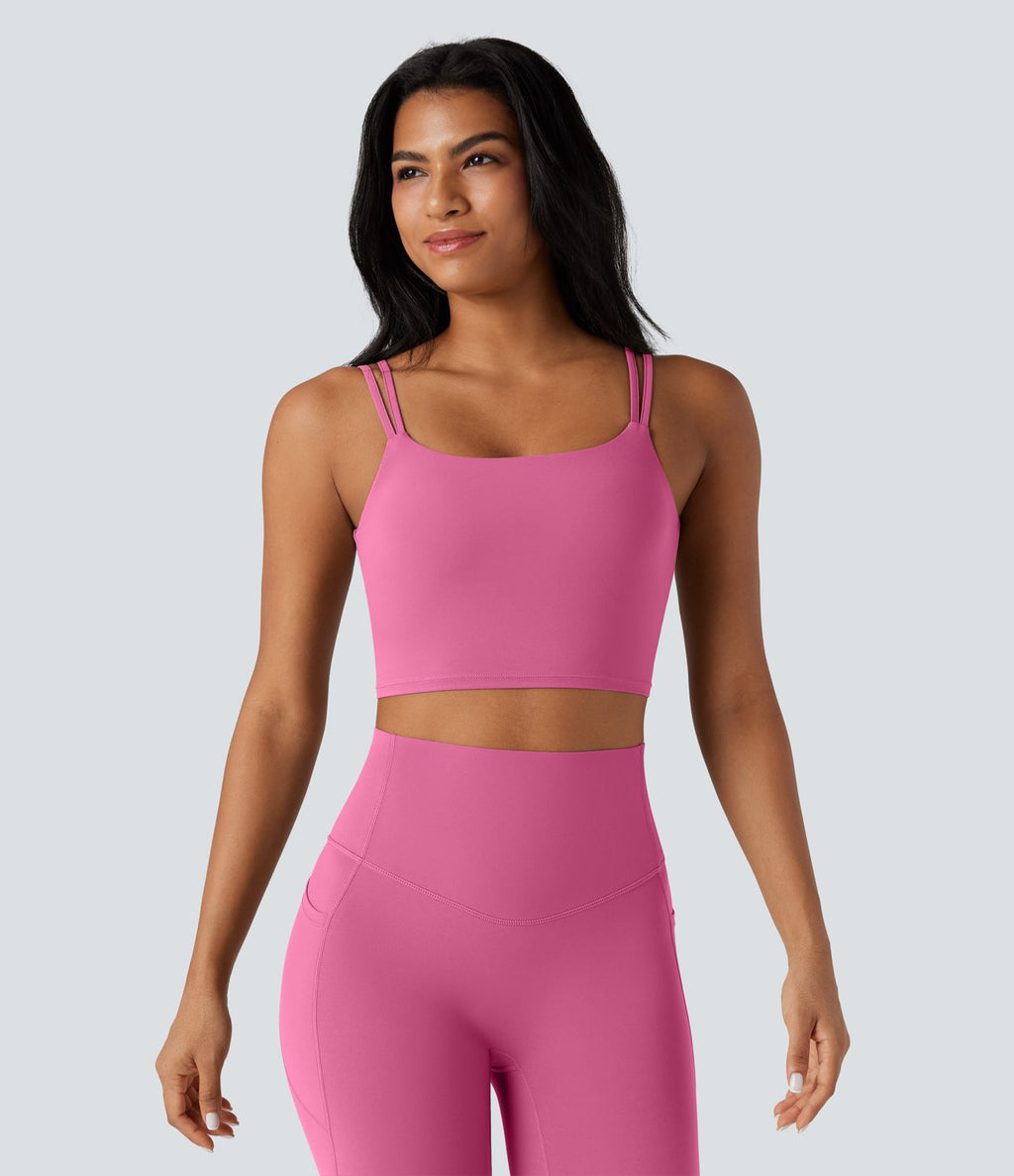 Débardeur yoga court Halara UltraSculpt™ double bretelles torsadé dos nu