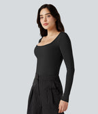 T-shirt tailleur SoftlyZero™ Airy col échancré manches longues