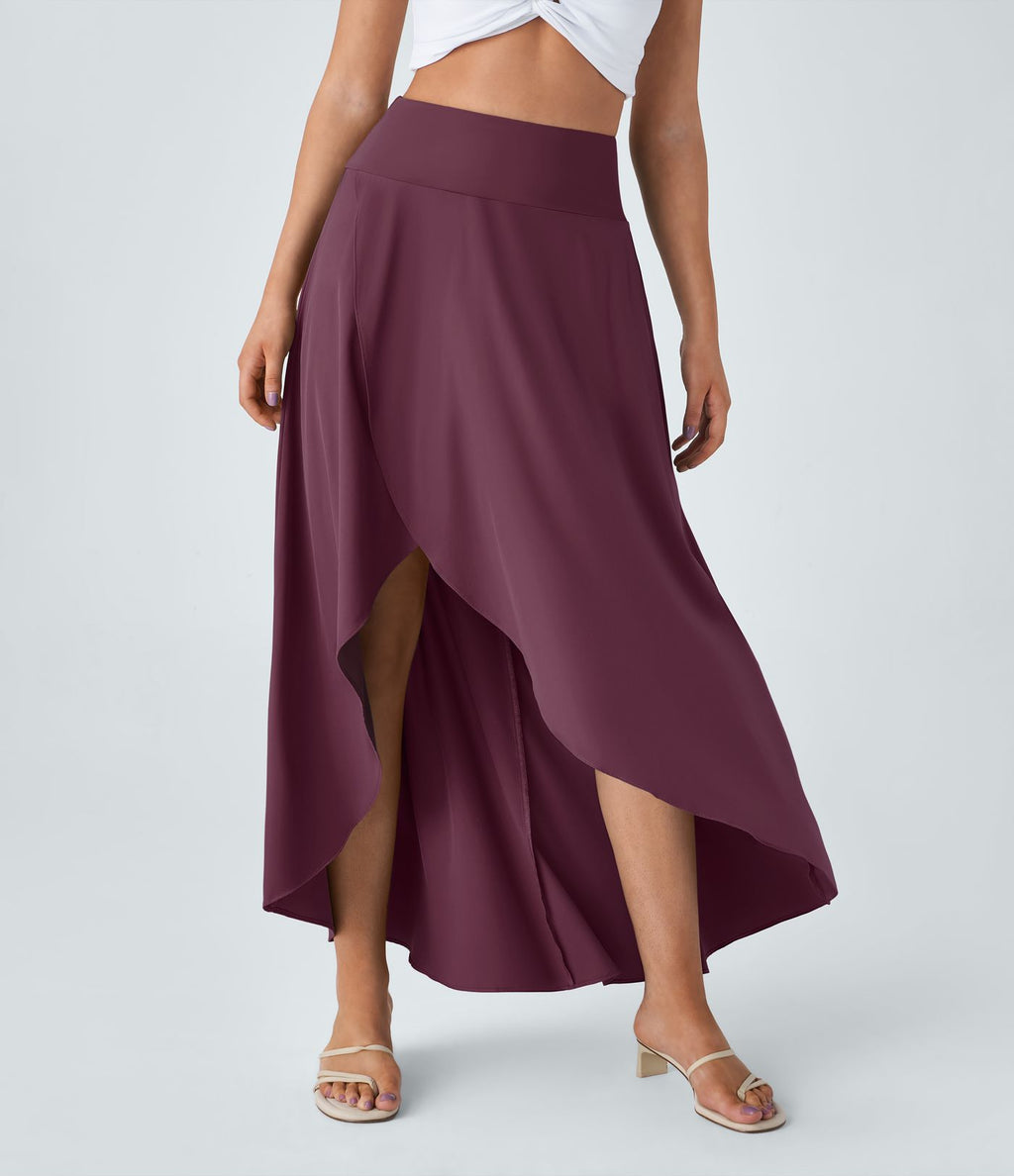 Jupe Longue Casual Breezeful™ Taille Haute à Volants 2en1 Fluide Sèchement Rapide Quotidien Maxi
