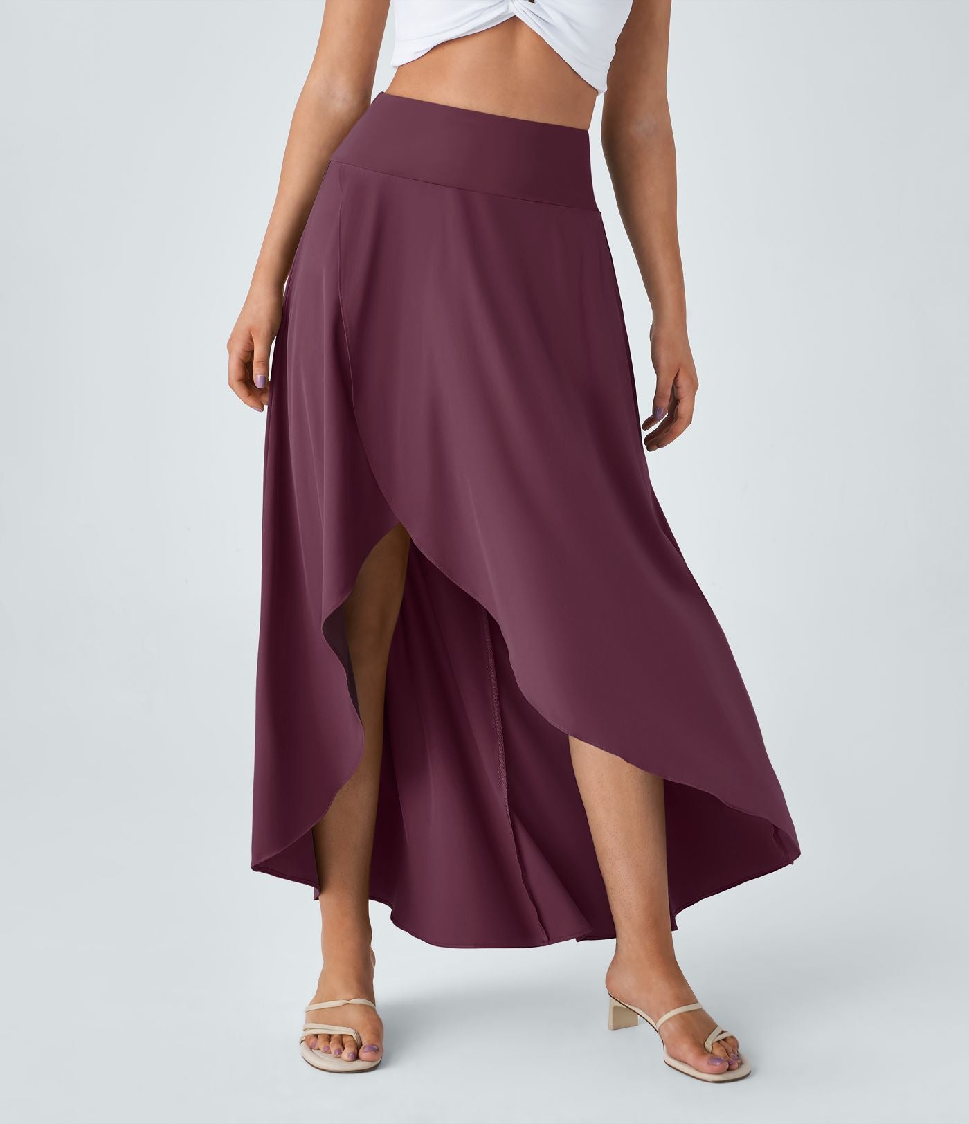 Jupe Longue Casual Breezeful™ Taille Haute à Volants 2en1 Fluide Sèchement Rapide Quotidien Maxi