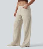 Jean ample Halara Flex™ asymétrique casual à rayures taille mi-haute avec poches