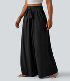Pantalon fluide Breezeful™ taille haute à séchage rapide avec fronces, nœud devant et poches