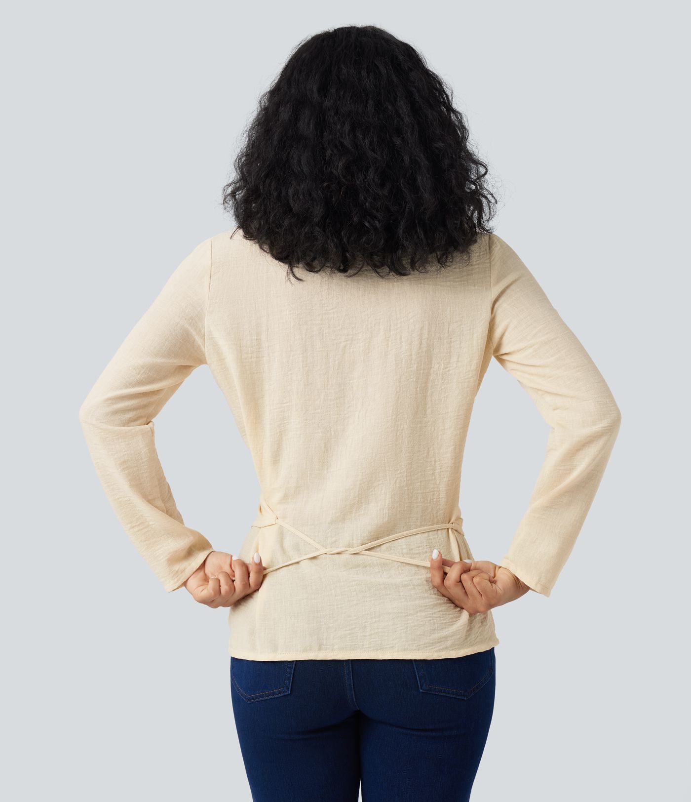 Chemise tailleur portefeuille manches longues avec lien dos