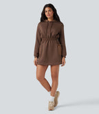 Robe active SpacerTek™ mini à capuche, manches longues, avec cordon de serrage et poches