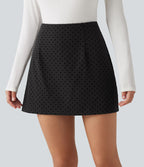 Jupe-short mini taille haute en velours à pois