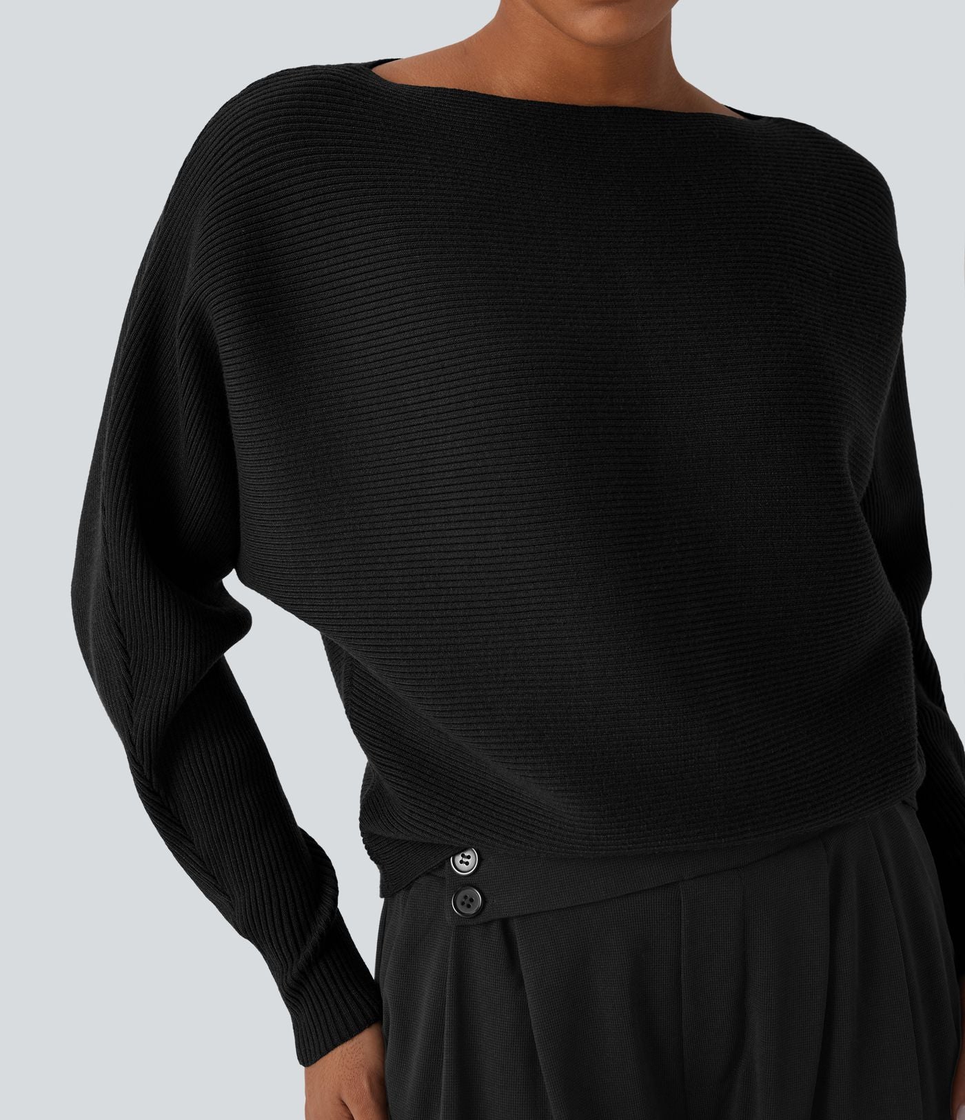 Pull décontracté col bateau manches chauve-souris