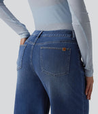 Halara Flex™ Jean droit casual taille mi-haute en lyocell drapé, avec poches