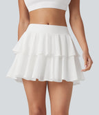 Jupe mini de tennis 2-en-1 à volants superposés, mesh respirant, taille mi-haute, à effet frais InstantCool, séchage rapide, avec poches