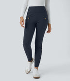Pantalon taille haute ajusté longueur cheville avec poches décoratives DayStretch