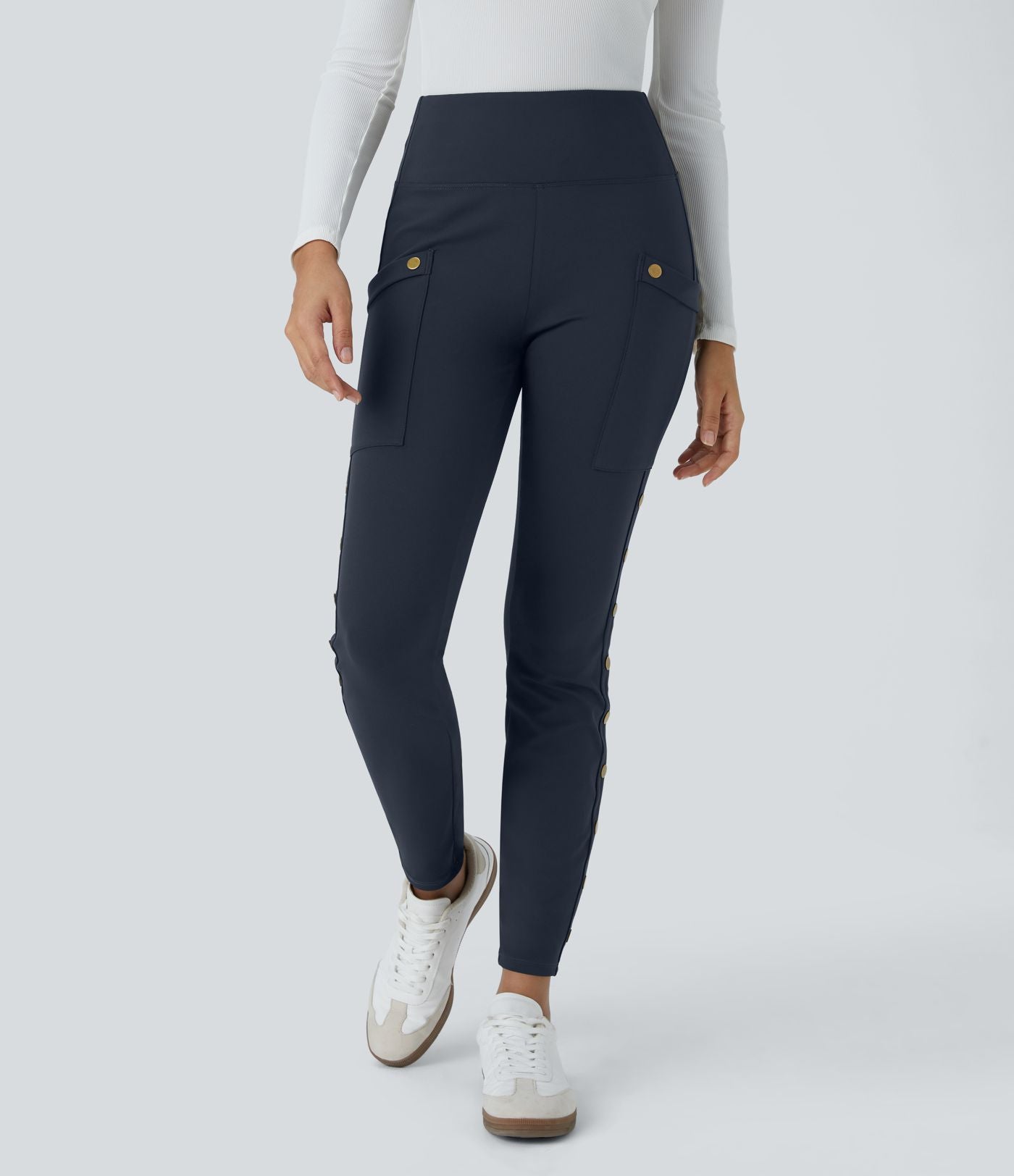 Pantalon taille haute ajusté longueur cheville avec poches décoratives DayStretch