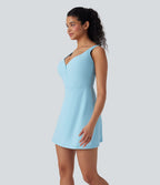 Robe de sport yoga 2-en-1 SoftlyZero™ Plush push-up coques moulées fermeture éclair avec poches édition Easy Peasy E-G