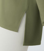 Sweatshirt Casual Waffle à Boutons Devant avec Trou Pouce et Fente