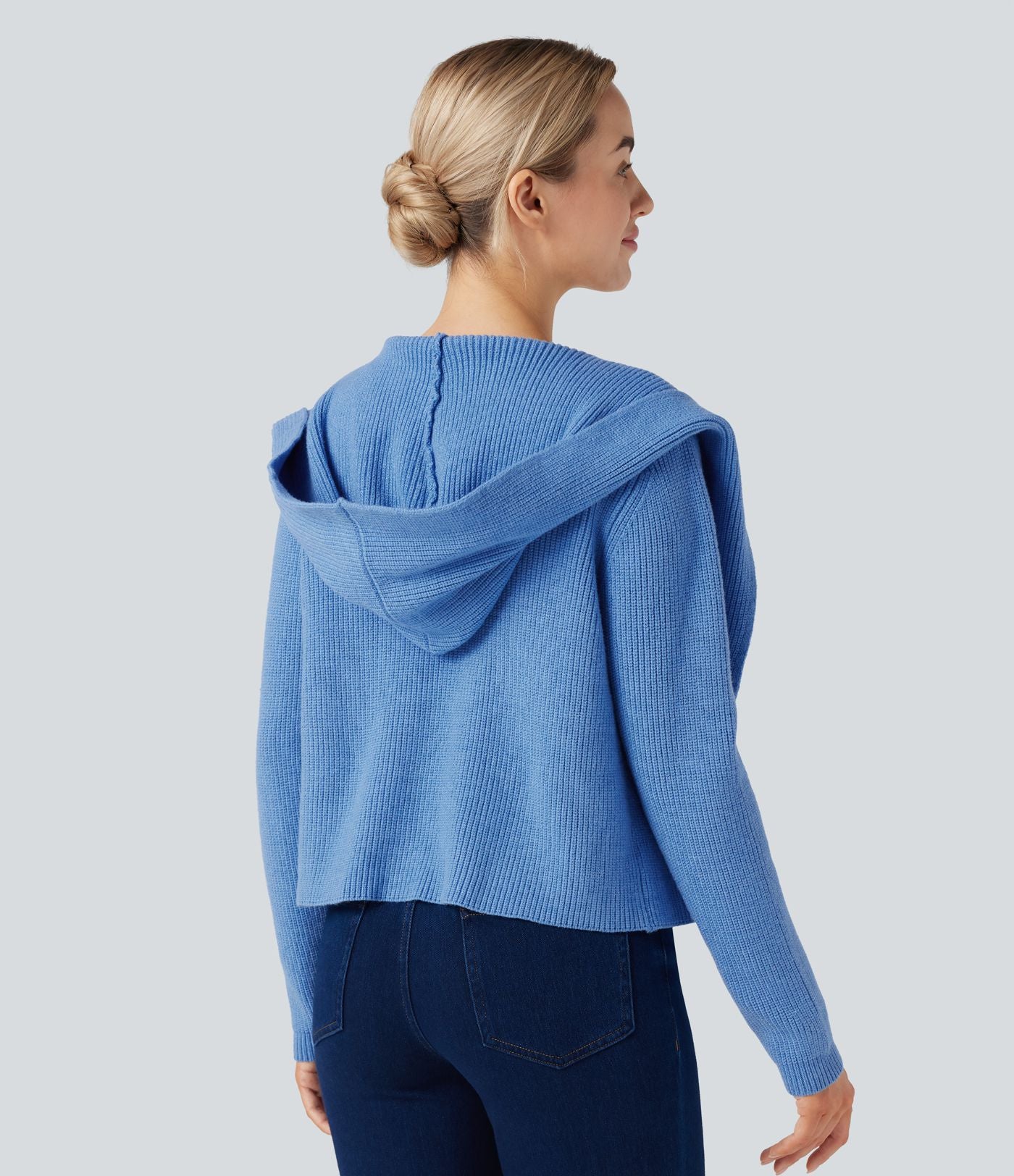 Cardigan ouvert à capuche manches longues