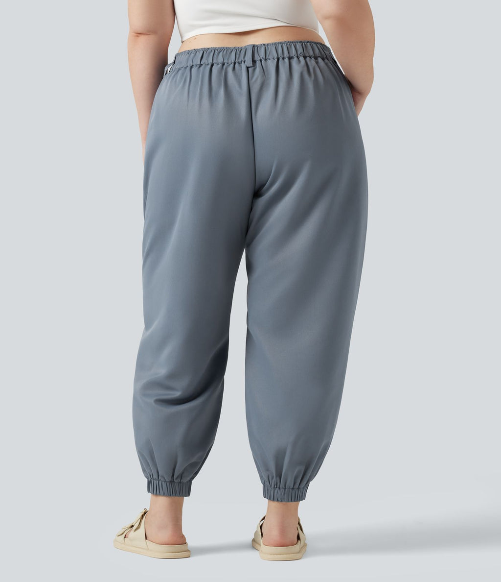 Pantalon jogging grande taille, taille mi-haute avec poches